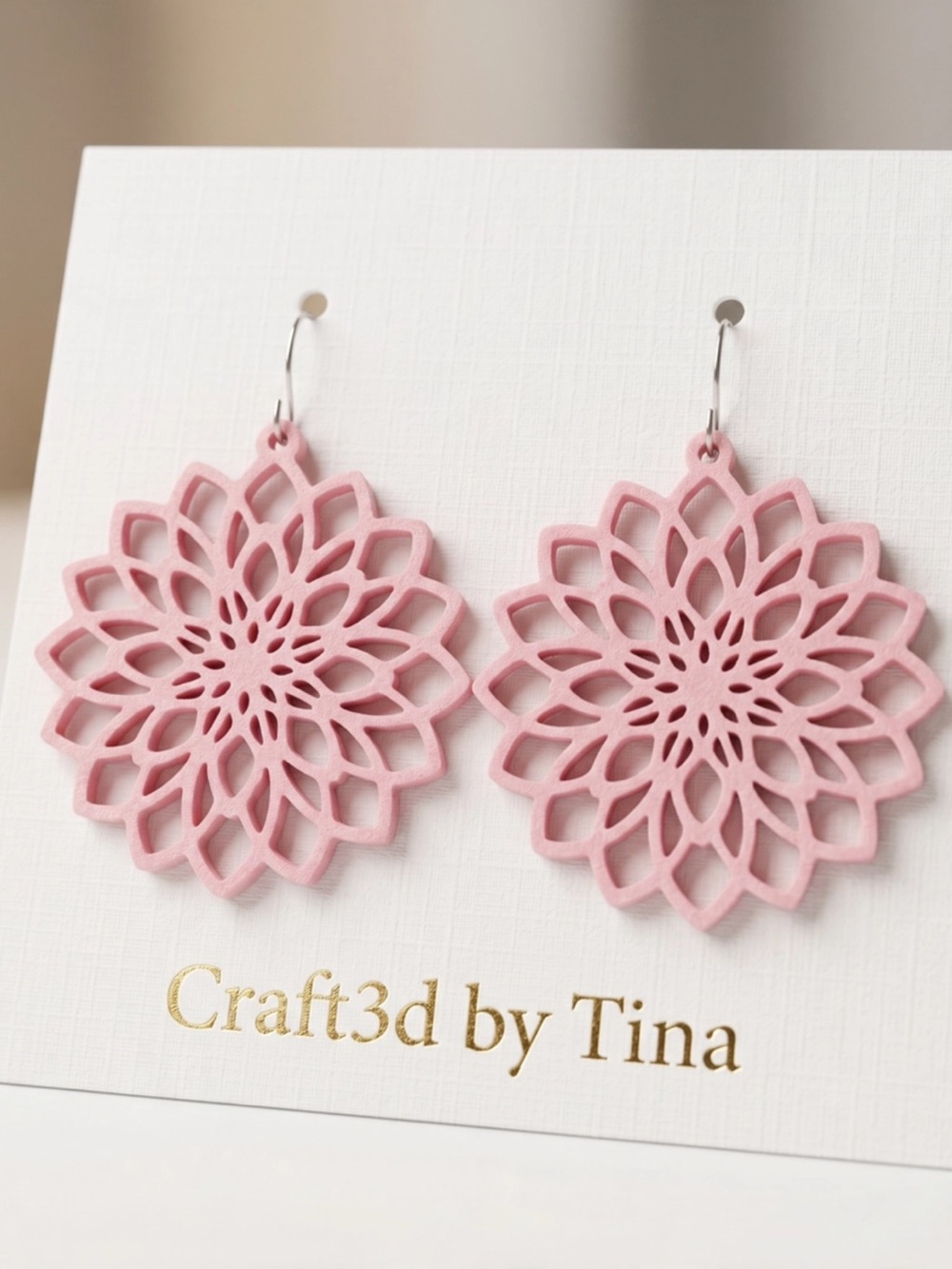 Pink Floral Cutout Drop Earrings